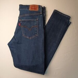 Levi's Womens 311 Mid Rise Shaping Skinny Jeans Size 28/6 Dark Wash Distressed